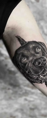 Realistic Tattoo Style - Schwarzer Labrador
